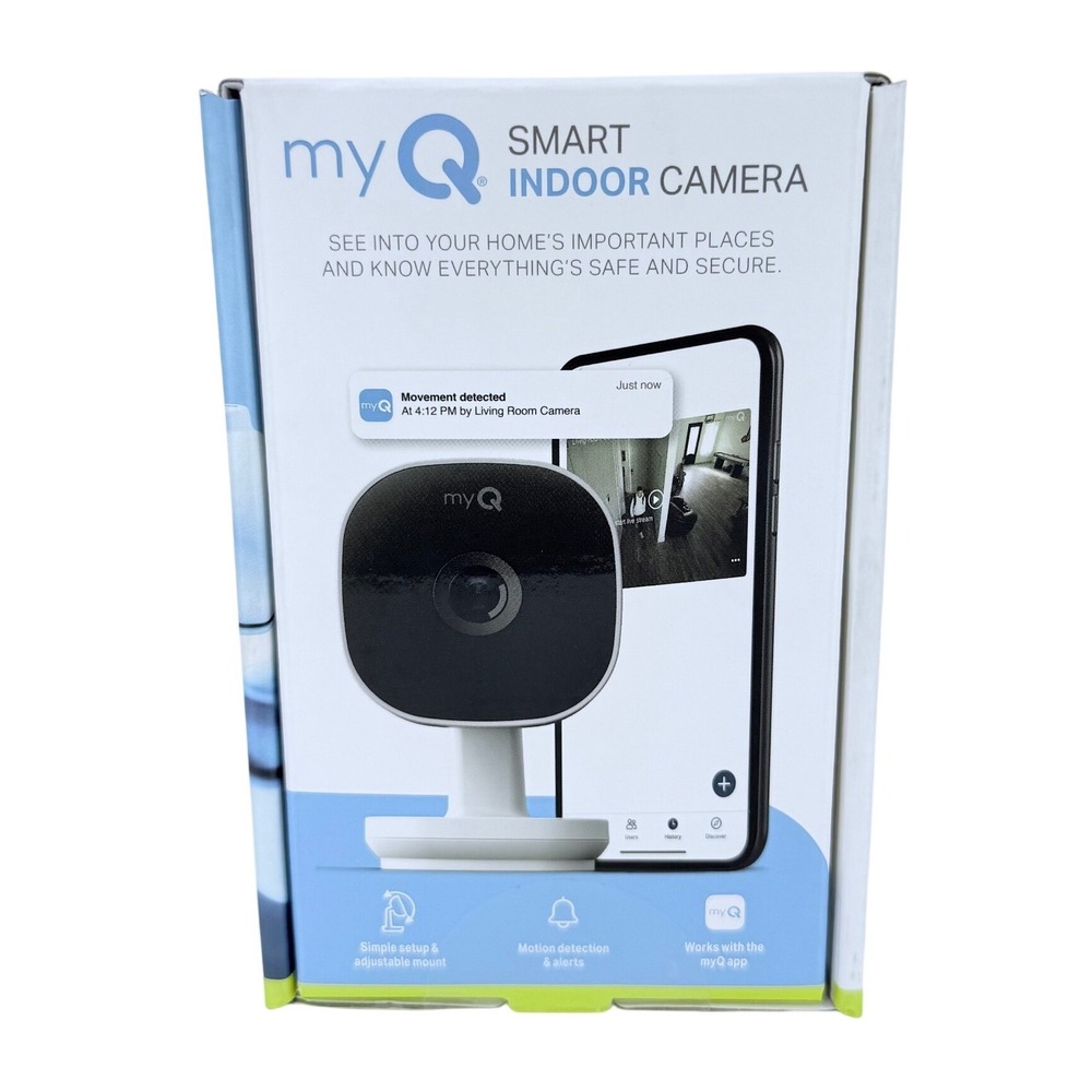 myQ Smart Indoor Camera 1080p HD Night Vision‎ Motion Detection myQ-C13AXXW New